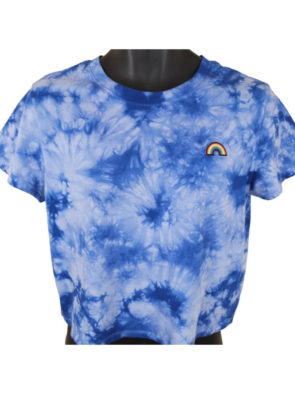 Rainbow Tie Dye Crop Top T Shirt Womens Size Medium Blue Wild Fable - Picture 2 of 6
